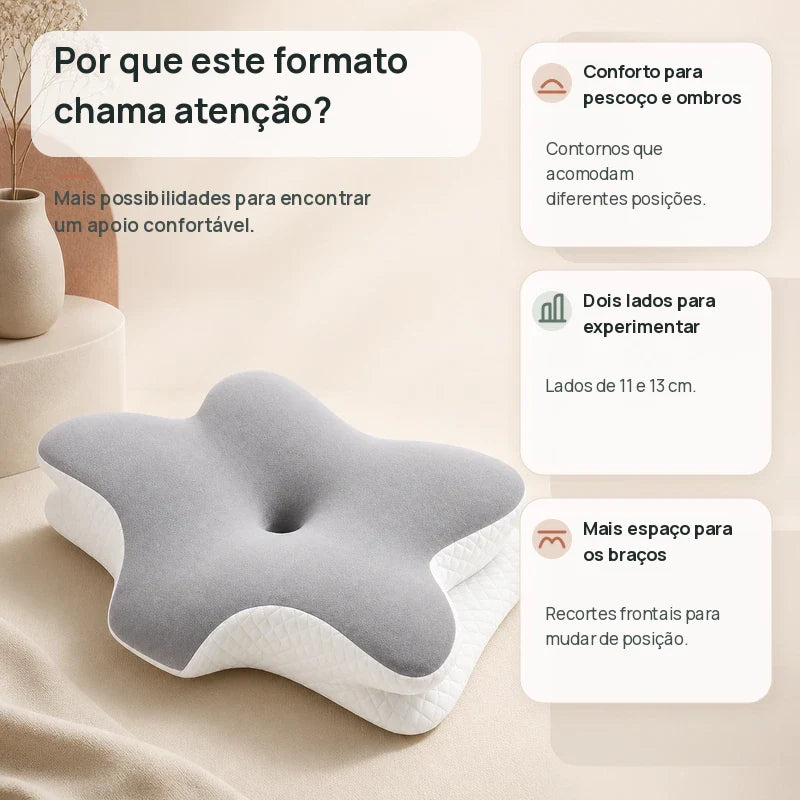 Benefícios do formato borboleta para apoio de pescoço, ombros e braços