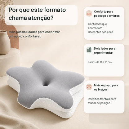 Benefícios do formato borboleta para apoio de pescoço, ombros e braços