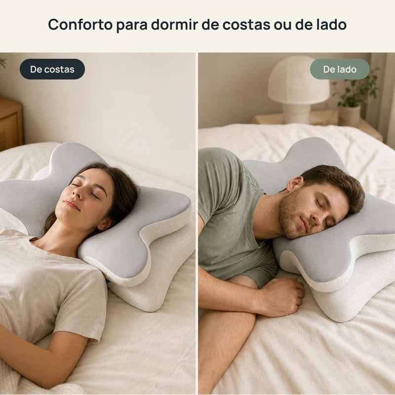 Travesseiro cervical para dormir de costas e de lado